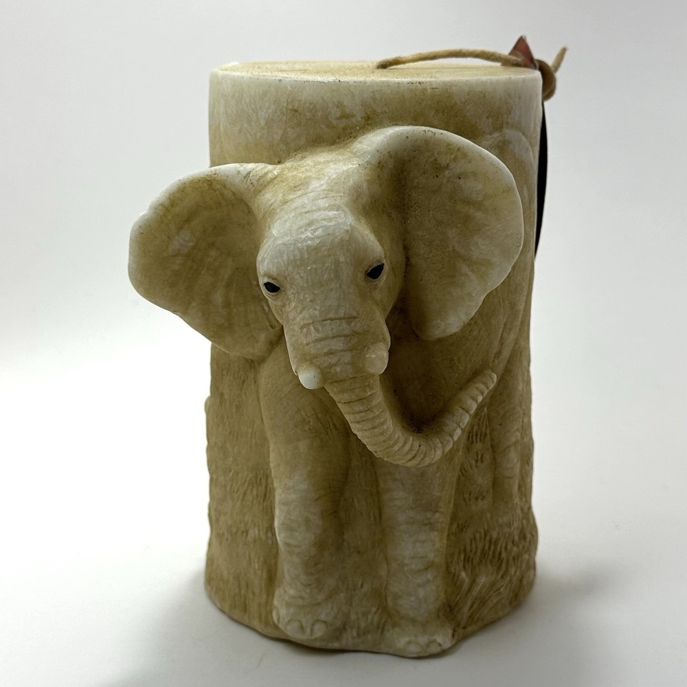 Animal Spirits Hand Carved Elephant Pillar Candle • New w/ Tag • Retro Y2K Decor